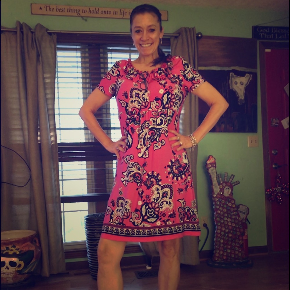 Pink and white floral vintage dress
